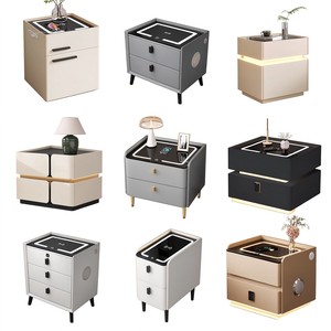 Modern Luxury Smart <b>Nightstand</b> With Wireless Charging Speaker LED Light Fingerprint Lock Bedside Table for Bedroom Wir - Product Image 2