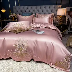 Hot Sale Washed Silk Embroidery Brushed Cotton Bedsheet Polyester Bedding Set Bed Sheet Set Duvet Cover