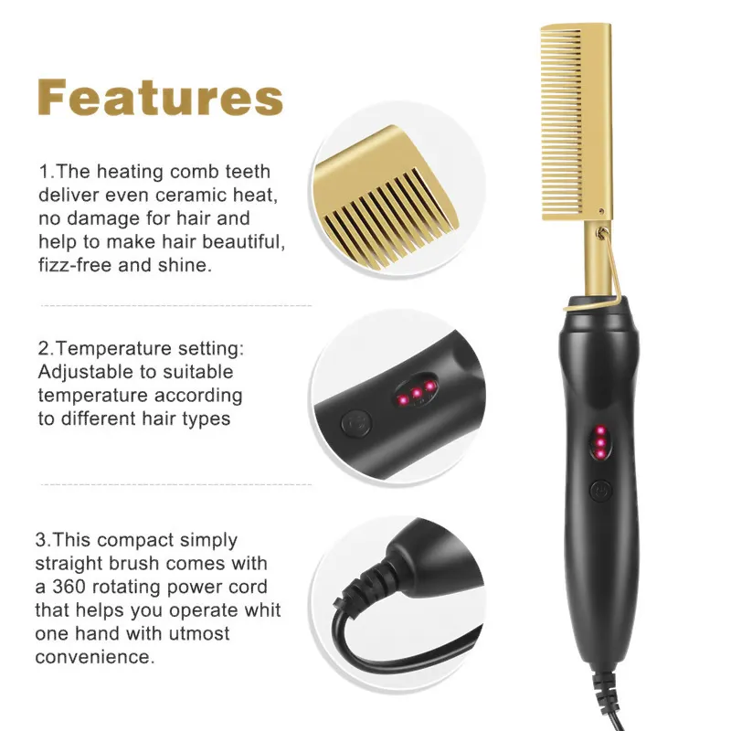 Die beliebtesten 500 Grad Flacheisen beheizte Hot combs und Curlin Private Label Fast Haar glätter Pressing Electric Hot Comb