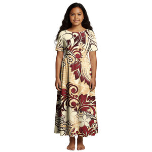 <span class=keywords><strong>Vestidos</strong></span> Hawaianos de Manga Corta para Niña, Vestido Vacacional con Estampado Floral, Vestido <span class=keywords><strong>Aloha</strong></span> con Estampado Floral Personalizado, Ropa Polinesia para Niños - Product Image 5