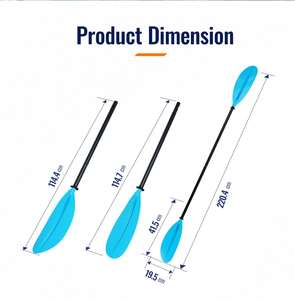 Vente en gros de pagaies de kayak BAICHENG personnalisables en aluminium bleu à deux lames, légères et durables, lame de 41,5 cm pour canoë - Product Image 2