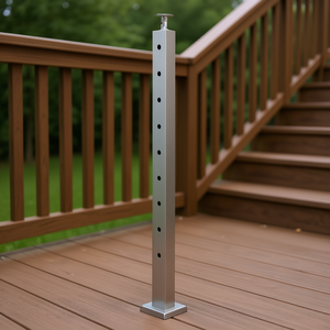 Poste de Barandilla para Cable, Acero Inoxidable, 91.4x2.5x5 cm, Preperforado, Soporte de Montaje para Barandilla de Escalera, Plateado, Estilo Contemporáneo - Product Image 2