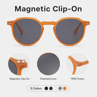 Lunettes rondes à clipser avec monture en acétate et verres transparents en PC, design minimaliste neutre de haute qualité