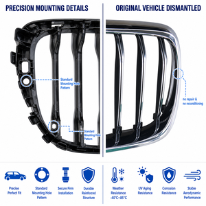 Parrilla Delantera para <span class=keywords><strong>BMW</strong></span> Serie 6 G32 630i 640i, Reemplazo Directo con Pernos, Estilo M Sport, Doble Listón, Negro Brillante, 2017-2023 - Product Image 4