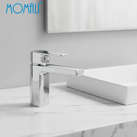 Robinet de lavabo commercial Momali, mitigeur de salle de bain monotrou en laiton massif, eau chaude et froide, à poignée unique, avec contrôle du débit