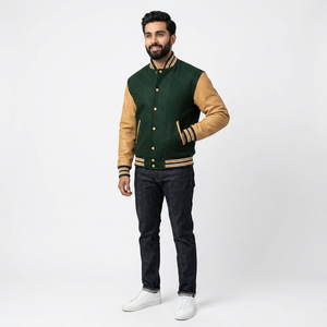 FINER THREADS Veste universitaire personnalisée 100% coton avec logo brodé, motif imprimé sur le devant, col montant, respirante, hiver, homme - Product Image 1