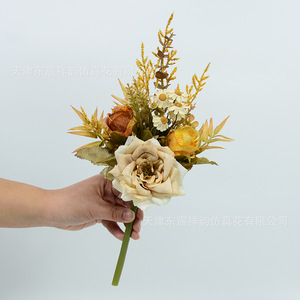 Bouquet de roses artificielles Dongchen Crafts Autumn Mist, noué à la main, en polyester, pour mariage et décoration intérieure, 34G - Product Image 2
