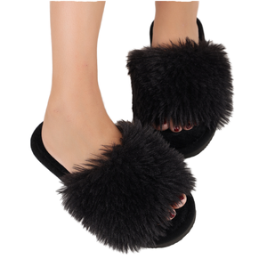 Sandalias de Piel Sintética con Punta Abierta, Impermeables, Antideslizantes, de Lana, para Uso en Interiores y Exteriores, para Todas las Estaciones - Product Image 1