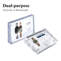 Support de Présentation Magnétique en Acrylique Transparent 4x6 Personnalisé pour Table, Double Face Inclinée, pour Étiquettes de Prix, Idéal pour Magasins de Téléphonie et Buffets