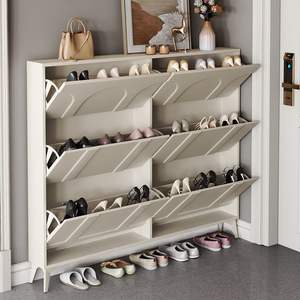 Gabinete Zapatero Abatible Ultrafino con Puerta Negra Mueble <span class=keywords><strong>de</strong></span> Entrada Estilo Americano para Pasillo Estrecho Zapatero Exterior - Product Image 3