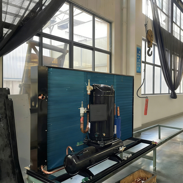 Open Type H Frame Refrigeration Condensing Unit with 6 Fan Air Cooled Condenser for Cold Room