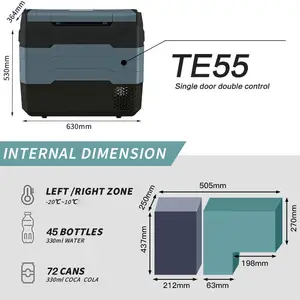 WAYCOOL TE55 50L raffreddamento rapido congelamento doppia zona frigorifero 12 Volt auto compressore frigorifero