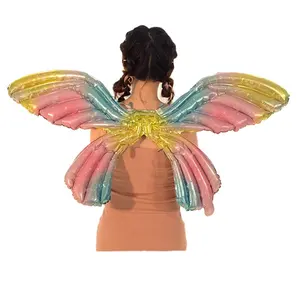 Grandes ailes de papillon en feuille d'or et d'argent, ballon suspendu, ailes d'ange pour la fête des mères, fête de papillon féerique, mariage - Product Image 1