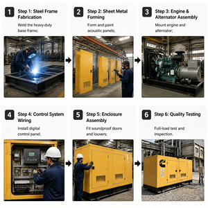 Groupe électrogène diesel 400V 50Hz triphasé 300kVA, type ouvert, usage intensif pour projets industriels et alimentation de chantier dans la région du Golfe - Product Image 1