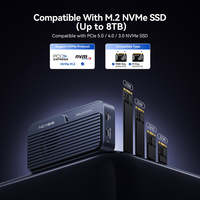 TB501 Max USB-C 80Gbps M.2 NVMe SSD Enclosure Tanpa Alat, Casing Aluminium, Mendukung 8TB, Input PD 100W, Mendukung Form Factor