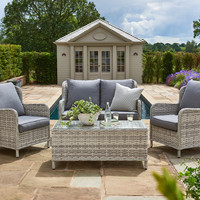 Meubles de jardin Canapé d'extérieur en rotin imperméable Mobilier d'hôtel baroque Ensemble de conversation avec table pour patio et balcon