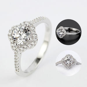 F1277 Anello di Fidanzamento da Donna con Diamante Naturale Taglio Brillante Classico e Montatura Halo - Product Image 2