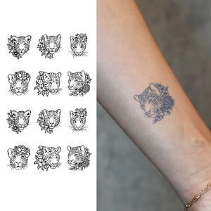 Tatuaje temporal de <span class=keywords><strong>leopardo</strong></span> Tatuaje semipermanente Impermeable y a prueba de sudor Duradero 2 semanas Pegatinas de tatuaje de hierbas realistas - Product Image 1