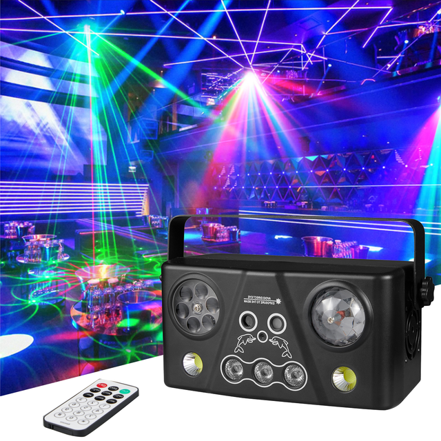 Portable RGBW 4 In1 Pattern Projector DJ Laser Light LED Strobe Lights with Remote/DMX512 Control for Night Club/KTV|YSH Factory