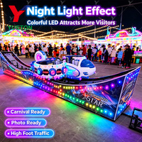 Manège Double Vague Lune Certifié CE avec Lumières LED, 8 Places, pour Parc d'Attractions, Fête Foraine et Carnaval