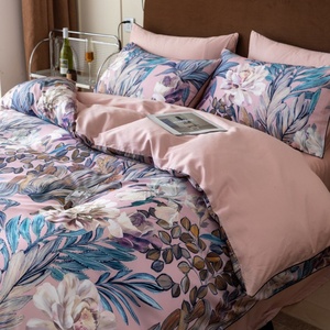 Hot Sale High Quality Egyptian Cotton Bed Sheet Flower <strong>Duvet</strong> Cover Printed Floral 4pcs <strong>Purple</strong> Bedding <strong>Set</strong> - Product Image 5
