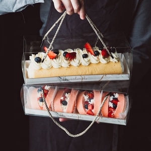 Custom Recyclable <b>Transparent</b> PET with Handle Portable clear <b>Transparent</b> <b>Cake</b> <b>Box</b> - Product Image 2