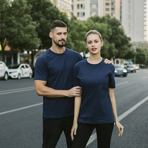 Bán Buôn 210 GSM OEM Biểu Tượng Tùy Chỉnh Người Đàn Ông Của Phụ Nữ Unisex Ngắn Tay Áo Crewneck 100% Cotton Giản Dị Trống Rắn T-Shirt T Áo Sơ Mi - Product Image 5