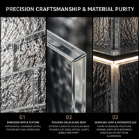 Kaca Padat Cor Embossed Pola Es Ganda Panel Persegi Panjang Kaca Dekoratif untuk Dinding Kamar Mandi Grosir