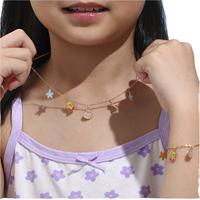 Collar de Acero Inoxidable Chapado en Oro de 18K con Múltiples Elementos de Estrella de Mar y Sirena, Cadena de Moda Linda, Regalo para Niños