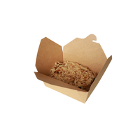 Emballage alimentaire jetable en papier kraft rigide avec doublure en éponge gaufrée, emballage carré personnalisé pour poulet frit et nouilles, recyclable