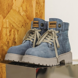 Bottes Martin de luxe pour hommes grande taille, style britannique, en jean, montantes, rétro, pour moto, à semelle épaisse, Z33 - Product Image 2