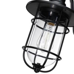 1-빛 방수 벽 빛 투명 유리 정원 야외 벽 램프 블랙 후드 케이지 외부 헛간 데크 집 베란다 마당 - Product Image 6