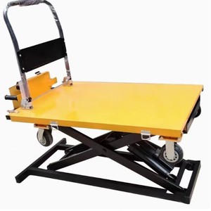 Jin Rong Electric Hydraulic Lifting Trolley 1200x600 Mm Steel Frame Factory Repair Hand <b>Cart</b> Four <b>Wheel</b> Platform - Product Image 3
