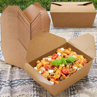 Emballage alimentaire jetable en papier brun de qualité alimentaire, boîte à emporter pour la restauration rapide, boîte à lunch en papier kraft