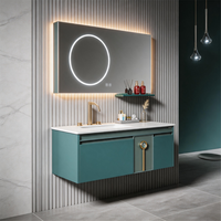 Miroir de salle de bain européen avec commande tactile, armoire suspendue, accent métallique durable, design fonctionnel et moderne