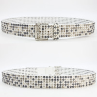 Boucle de ceinture en cuir clouté blanc avec clous foncés brillants mats Rock Street 7 trous Ceinture Punk
