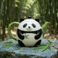 Théière en céramique personnalisée en forme de panda mignon, bouilloire créative en porcelaine Kawaii pour enfants, décoration d'intérieur, vente en gros, artisanat OEM