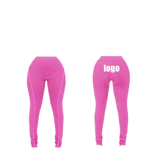 Ensemble de vêtements de sport deux pièces personnalisés pour femmes Sweat-shirt à fermeture éclair à manches longues et joggeurs avec motif solide Skinny Gym Outfits - Product Image 1