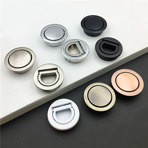Concealed Cabinet Handles Round Zinc Alloy Minimalist Design For Kitchen Drawer <b>Door</b> Built In Easy Installation - Product Image 2