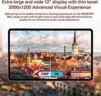 Tablette Android 15 à grand écran 12 pouces, 6 Go de RAM, 128 Go de ROM, Octa-core, FHD 2000x1200, légère, avec appareil photo 13 + 5MP