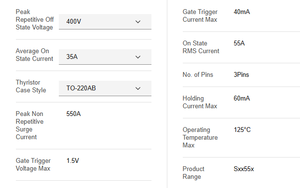 Composant de circuit électronique : Thyristor TO-220-3 S4055RTP - Product Image 6