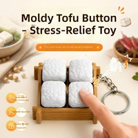 Porte-clés anti-stress en forme de tofu fermenté imprimé en 3D, jouet à bouton-poussoir pour le bureau, mini décoration de table