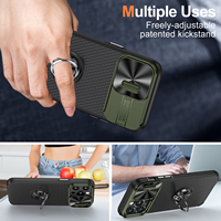 Étui de téléphone avec protection d'objectif coulissante pour iPhone 14 13 12 11 avec support magnétique pour voiture pour iPhone 14 Pro Max