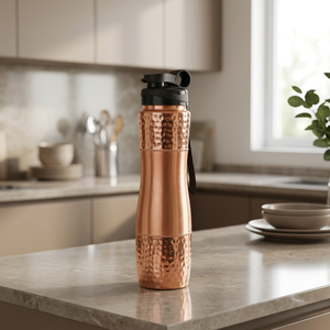 Vaso Térmico de Cobre Sublimado Ecológico con Tapa Abatible Antiderrames para Oficina y Gimnasio - Artesanía India - Product Image 1