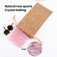Peigne de massage en pierre de jade naturelle de quartz rose pour le cuir chevelu