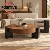 Ensemble de tables basses rondes, design moderne du milieu du siècle, avec tiroirs de rangement, meubles de salon, fabrication OEM ODM, vente en gros directe d'usine