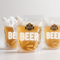 Vente en gros de sacs à bière transparents Buse composite portable Sac debout Sac d'emballage jetable pour jus de boisson et bière Spot