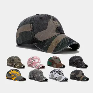 Schlussverkauf Outdoor Herren Polyester Tarnung einstellbare 6-panel Baseballmütze für Damen Outdoor-Sonnen schutz