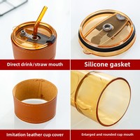 Tasse en verre au design moderne tasse à café avec logo imprimé et bouteille d'eau avec pailles cadeau d'ouverture exclusif pour les fêtes et événements