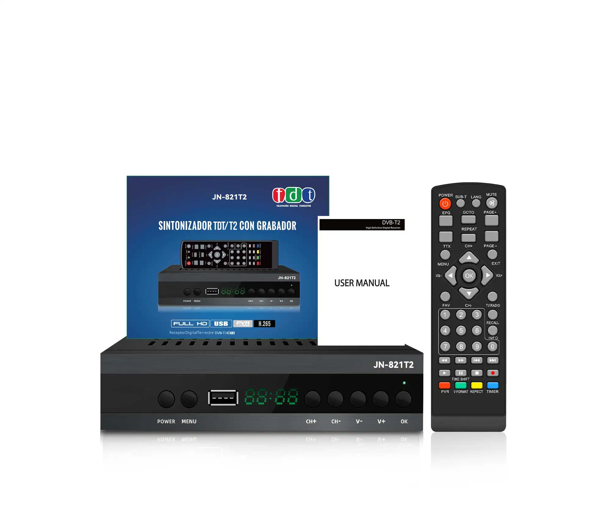 フルHD DVB-T2 1080Pはスペイン語DTTデコーダー用のdd + AC3対応商品をサポート